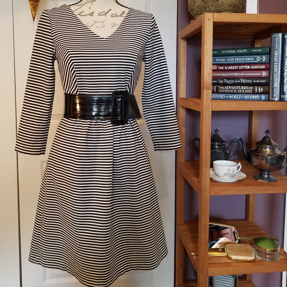 THE LIMITED Vee Neck striped long sleeve dress